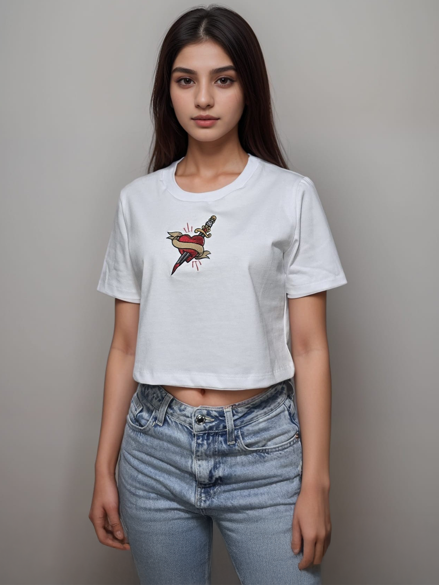 Pierced Heart by Vain Women's Crop Top