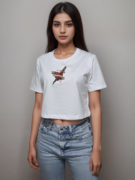 Pierced Heart by Vain Women's Crop Top